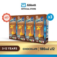 [Bundle of 3] GROW Growing Up Milk for Kids - Ready-To-Drink Chocolate (3 - 12 years) - 4x180ml