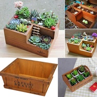 Wooden Rectangle Flower Terrarium Fairy Succulent Pot Planter Holder