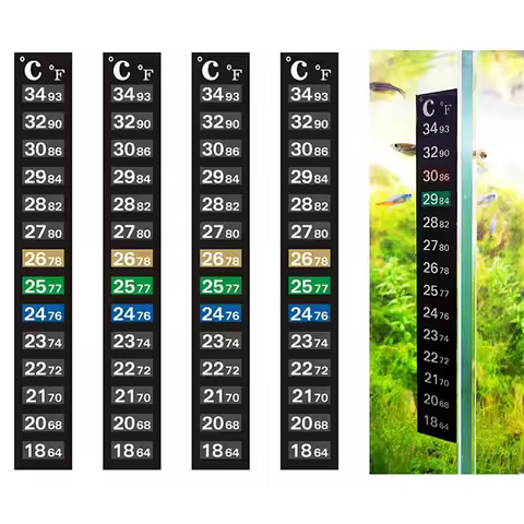 1/10pcs Aquarium Fish Tank Strip Stick-on Discolor Thermometer Sticker Fish Tank Temperature Strip D