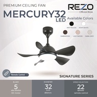 REZO Signature Series 32" 5 Blades DC Motor Ceiling Fan With Remote & LED [ MERCURY 32 LED ]