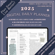 2025 Dated Digital Daily Weekly Monthly Planner Fitness Tracker Goals Productivity