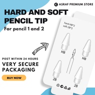 [Post 24H] 4 x Tip Nib Compatible For Apple For ipad Pencil Stylus 1 2 Generation 2B HB Soft Hard Do