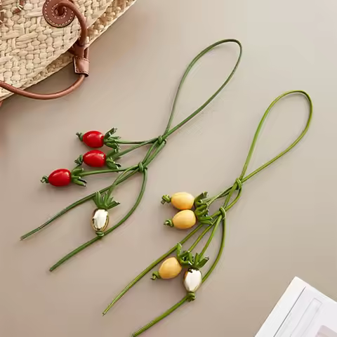 Cowhide Acorn Tomato String Bag Charm For Loewe Woman Handbag Exquisite Pendant All-match Cute Backp