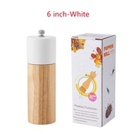 6 Inch Wood Ceramic Salt Pepper Grinder Manual Rotor Adjustable Natural Spice Pepper Mill Grinder fo