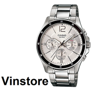 [Vinstore] Casio MTP-1374 Quartz Analog Chronograph Style Stainless Steel Band Men Watch MTP-1374D-7