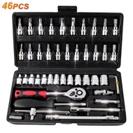 Xylo - 46 Pcs Car Motorcycle Shock Wrench Set Complete Socket Tool Kit Fits L-Shaped Motorcycle CarR
