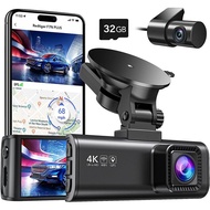 REDTIGER F7NP Dash Cam Front Rear 4K/2.5K Full HD Dash Camera for Cars Free 32GB Card Built-in Wi-Fi