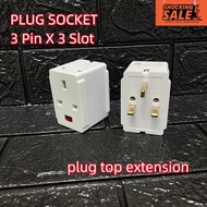 ⚡️SHOCKING SALE⚡️ PLUG EXTENSION SOCKET THREE SLOT ( 2 SLOT = 2PIN / 1SLOT = UNIVERSAL PIN ) PLUG TOP SHARE 3UNIT SOKET