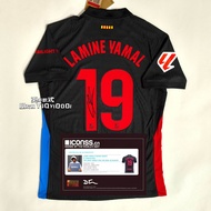 เสื้อฟุตบอลบาร์เซโลนา 2425 ที่มีลายเซ็นของ Yamal สำหรับแฟนๆ ที่มีชื่อของผู้เล่น ฤดูกาล 2024 แขนสั้น 