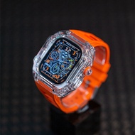 ยางเคสสำหรับ Apple Watch ใสสุดหรูขนาด49มม. ชุดแท่งฟลูออโรสายยืดกีฬาสำหรับ I Watch Series 9 8 7 6 5 4