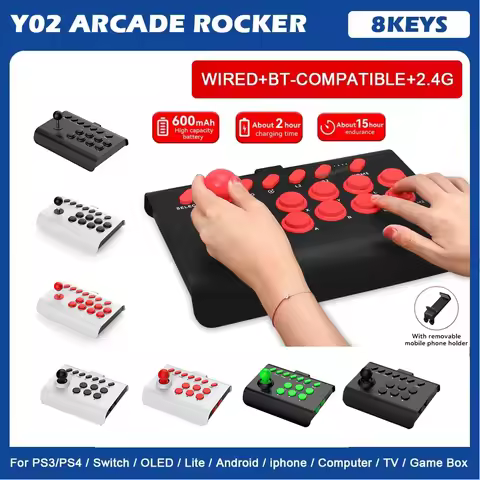 For Switch/PS4/PS3/Xbox One/PC Fighting Game Joystick Wireless PC Game Joystick Bluetooth Arcade Gam