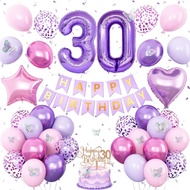 30th Birthday Decorations for Her,Pink Purple 30th Birthday Decorations Butterfly Birthday Decor Hap