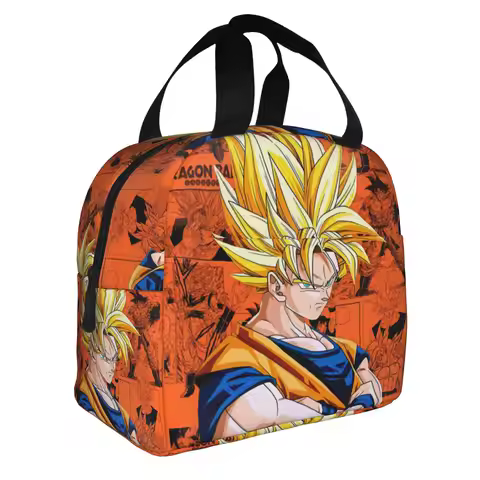 Custom DBZ Goku Japan Comic Insulated Lunch Bags for Outdoor Picnic Japan Portable Thermal Cooler Be