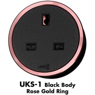 Line8 UKS-1 Power Track British Premium Socket Unit (Black Body) (Rose Gold Ring)