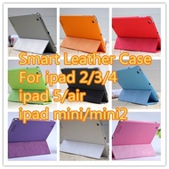 Smart Super PU Flip Case For apple ipad 2 3 4 air 5 mini retina mini2 Sleep-Wake up function Leather Casing Cover Magnificent Color