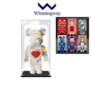 Winningway display case box for bearbrick 1000% &amp; 400% acrylic display box stackable &amp; free standing