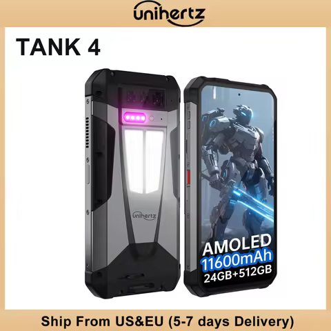 Unihertz by 8849 Tank 4 5G Rugged Phone Built-in 720P Projector 24+512GB 11600mAh Dimensity 7300 120