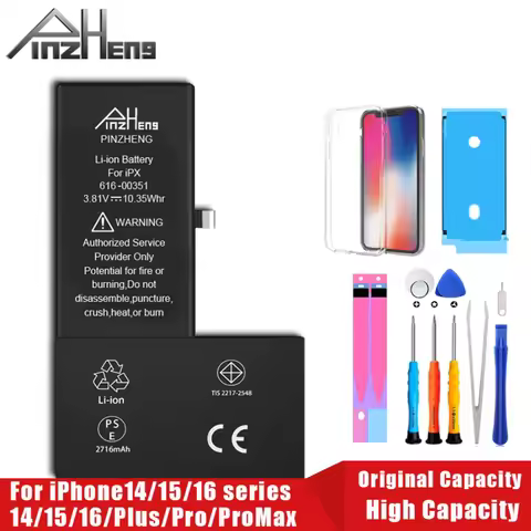PINZHENG High Capacity Battery For iPhone 16 15 Pro Max 14 16 Pro Replacement Batteries For iPhone 1
