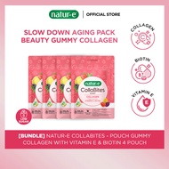 Natur-E CollaBites Pouch Gummy Collagen Package 4 Pouches - Gummy with Collagen, Vitamin E & Biotin 