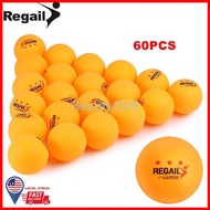 (Ready Stock)60 Regail 3-star Ping Pong Ball Orange/White Competition Tournament Use Training Practi