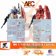 [Artisan's Club] Waterslide Decal - MG 1/100 RX-78-2 GTO & RX-78/C.A. Casval's Model Kit Water MG188