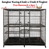 FREE 6 BUAIAN size 6ft x 3ft Sangkar Kucing Besar 4 Tingkat / Big Cat Cage 4 Level (Paling Besar Dal