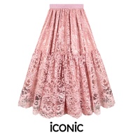 iCONiC THAI ARUN SKIRT #200870 กระโปรง ผ้าลูกไม้ เอวยืด กระโปรงลูกไม้ กระโปรงบาน กระโปรงแฟชั่น กระโ