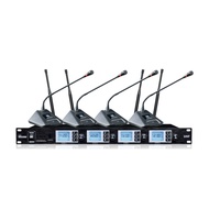 4 Channel UHF Church School Wireless Conference Microphone System 4 Delegate Mic