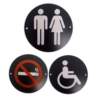 Black Signages - No Smoking Sign / Male & Female CR Restroom / Disabled or PwD Sign - Signs Display