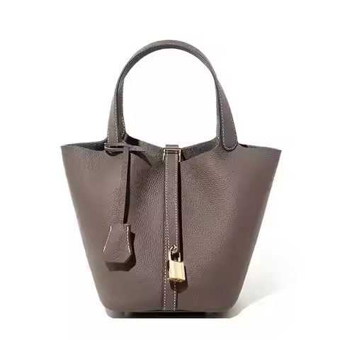 Cross-Border Bucket Handbag Women's Bag Togo Leather Basket Handbag Summer New Fashion Soft Leather