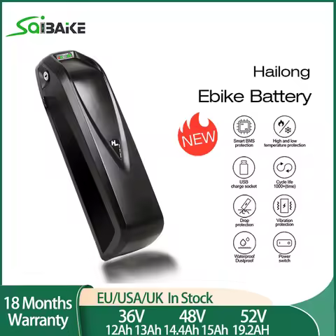 21700 DownTube Ebike Battery Hailong 36V 48V 52V 13Ah 15Ah 19.2Ah 18650 Bateria Pack for Electric Bi
