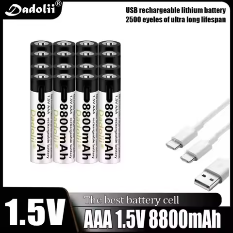 Large capacity fast charging 1.5V AAA 8800mAh USB rechargeable lithium-ion battery, used for remote 