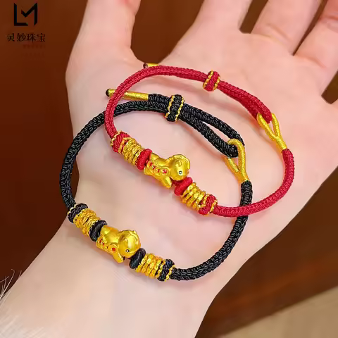 Horse Fortune Red String Bracelet Women's 24K Gold AU999 - Value-preserving AU999 pure gold, lucky a