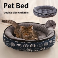 Pet Bed Cat Dog Round Washable Kucing Tidur Soft Sleeping Bed Cat House Sofa Cushion Portable Foldin
