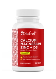 Safrel Calcium Magnesium Zinc with Vitamin D3, 300 Tablets - Calcium 1000 mg, Magnesium 400 mg, Zinc