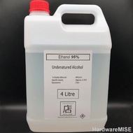 Ethanol 95% Sanitizer Food Grade Undenatured Ethyl Alcohol Potable Alcohol Disinfectant 消毒 乙醇 4 Litr