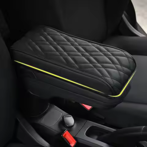 PU Leather Car Armrest Mat - Center Console Arm Rest Protection Cushion with Storage Box for MINI Co