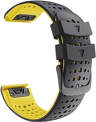 GANYUU Silicone Quickfit Watchband For Garmin Fenix 6X Pro Watch Easyfit Wrist Band Strap For Fenix 6 Pro Smart Watch 26 22MM Strap (Color : Black Yellow, Size : 26mm Fenix 3 3HR)