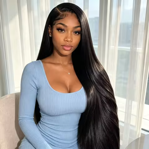 Natural Black Bone Straight 7x6 13x4 13x6 HD Transparent Lace Front Wig Pre Plucked Hairline Availab