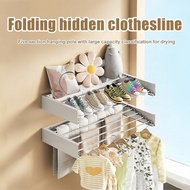 Stainless Steel Telescopic Clothes Drying Rack Folding Wall-Mounted Hidden Towel Rack Storage Rack
