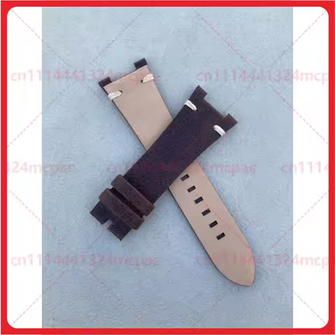 Genuine Leather Watch Strap for D1 Milano 24mm, Brown Waxed Calfskin, No Buckle, 24x18 75/113, 13.5m