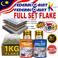 FULL SET Federal Paint Epoxy Flake Coating Epoxy Toilet Tile Floor Waterproof (1KG FLAKE/1L Flake Pr