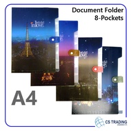 A4 Paris Accordion Folders Multi Pocket Organizer File Expansion Document Holder 8 Pockets