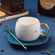 Starbucks Limited Edition Ceramic Mug Shell Mermaid Coffee Cup with Stirrer
