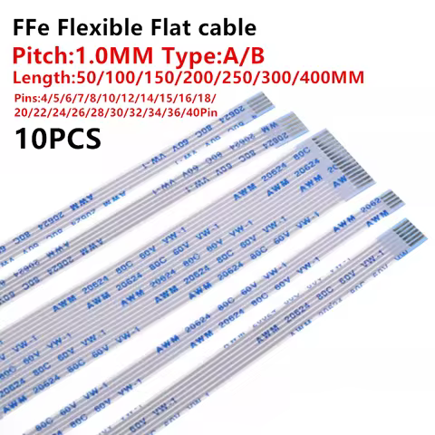 10PCS FFC FPC AWM 20624 80C 60V VW-1 Flat Flexible Cable 1.0MM 4P 5 6 7 8 9 10 11 12 14 16 18 20 22