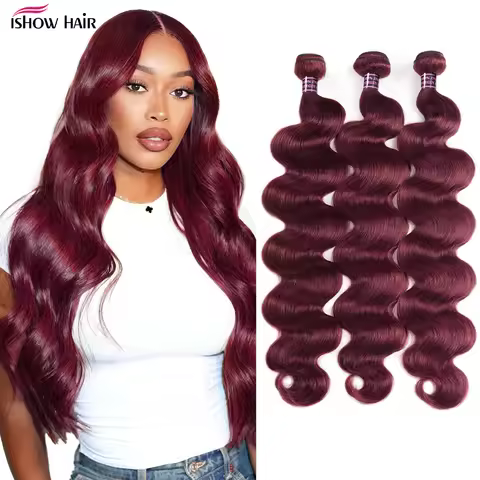 Ishow 99J Body Wave Human Hair Bundles 100% Human Hair Bundles Burgundy Red Color Unprocessed Human 