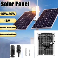 18V Solar Panel Outdoor Waterproof 15W 20W Monocrystalline Silicon Solar Panel With Connector Car Ya