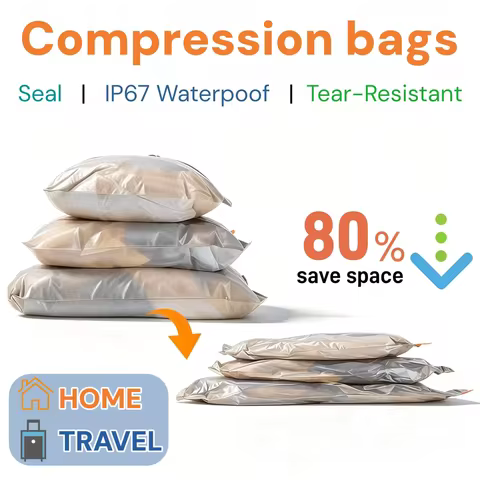 Travel Essentials Vacuum Compression Storage Bags Packing Cubes Organizer Closet Luggage Waterproof 