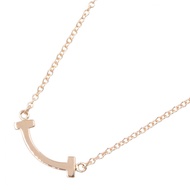 【二手】蒂芙尼 T 字Smile迷你項鍊，頸圍 40.5/45.5 厘米，K18PG（玫瑰金），女士 T 字Smile迷你項鍊