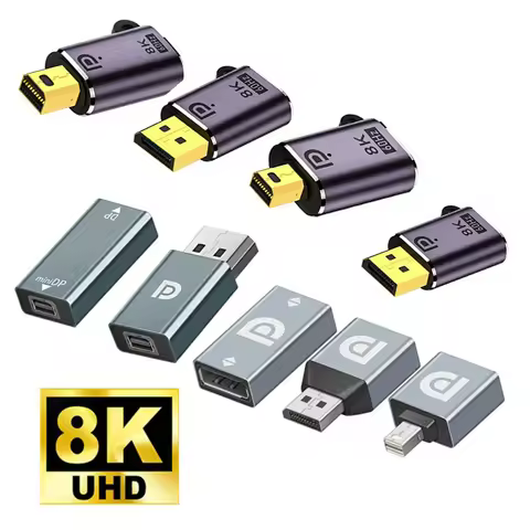 DP to miniDP Adapter mini DP1.4 to DP Bidirectional Male to Female 8K Video Adapter DisplayPort 1.4 